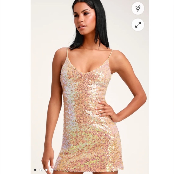 LULU’s Force of Fashion Peach Iridescent Backless Sequin Mini Dress - Picture 2 of 11